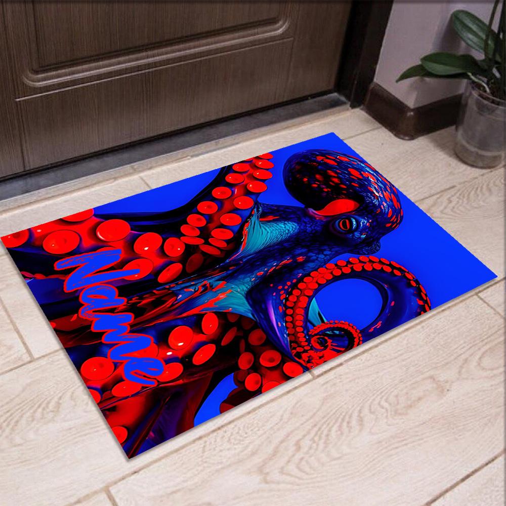 Custom Name Octopus Printed Carpet,Rug for Office Chair Living Room Bedroom Kitchen Room Decor Gifts.