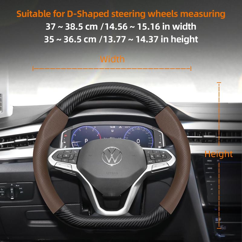 vcxja9 Suitable for Volkswagen Breathable Leather Matte Carbon Fiber Texture Steering Wheel Cover Suitable for Polo Golf 5 6 7 Gol Cc Passat B6 B8