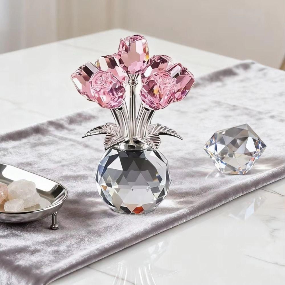 Handmade Crystal Rose Bouquet Simulated Flowers Eternal Rose Decoration Anniversary