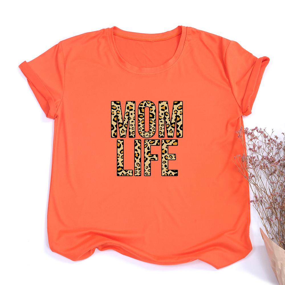 Mom Life Leopard Print Women Summer T Shirts Graphic Harajuku Tees Female Short Sleeve Round Neck