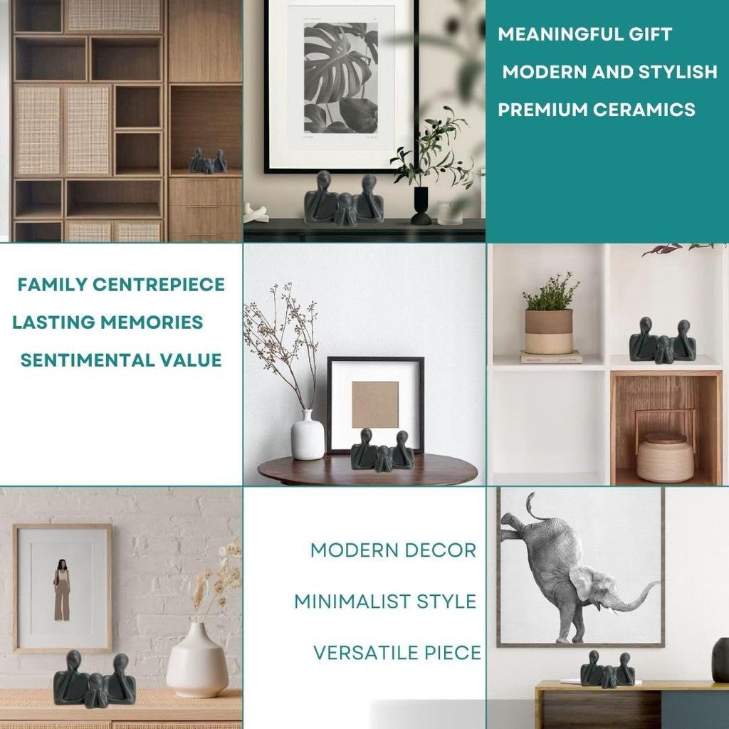 Последняя статуэтка «Пара и семья» | Керамическая скульптура «Мыслитель» | Предметы домашнего декора для гостиной | Настольный артефакт (Белый | Набор из 3 шт.)