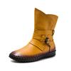 GKTINOO 2025 Women's Boots Winter Warm Leather Handmade Retro Flat Boots Flat Shoes Genuine Leather Boots for Women