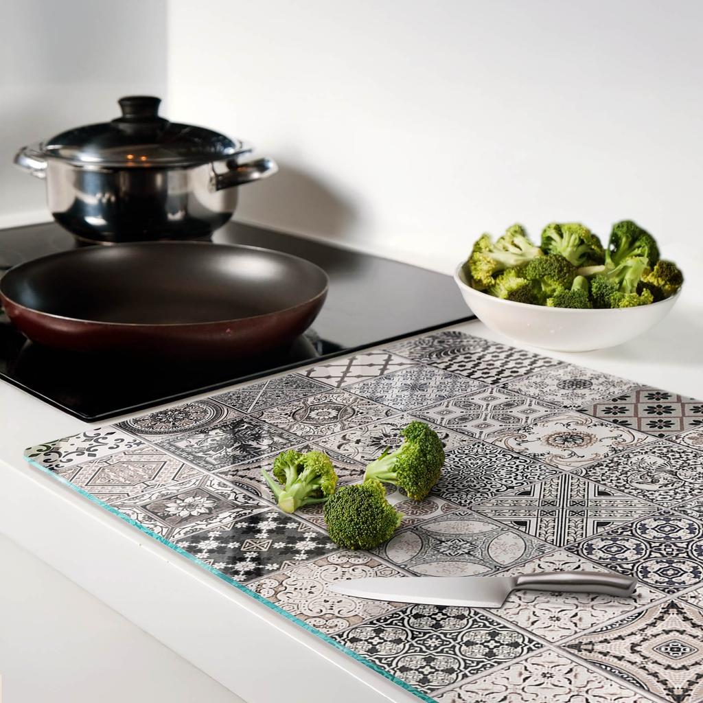 Decorative Glass Chopping and Serving Board Ceramic Tiles 80x52 cm