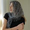 Lace Headscarf, Floral And Perforated Breathable Solid Color Women's Triangular Scarf.