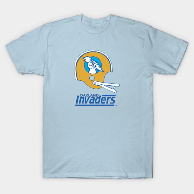 Asian Size Men Black Print T-shirt Oakland Invaders No-Cut Heat Transfer Print Cotton Tshirt