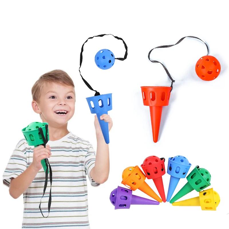 Сенсорный Тренажер для Ловли Мяча Набор Игр Бросай и Лови Детская Игрушка для Тренировки Координации Рук и Глаз