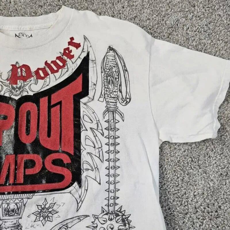Футболка в стиле ретро Y2K, новая хип-хоп-футболка в стиле Харадзюку с круглым вырезом и коротким рукавом, готический принт, свободный топ, уличная одежда