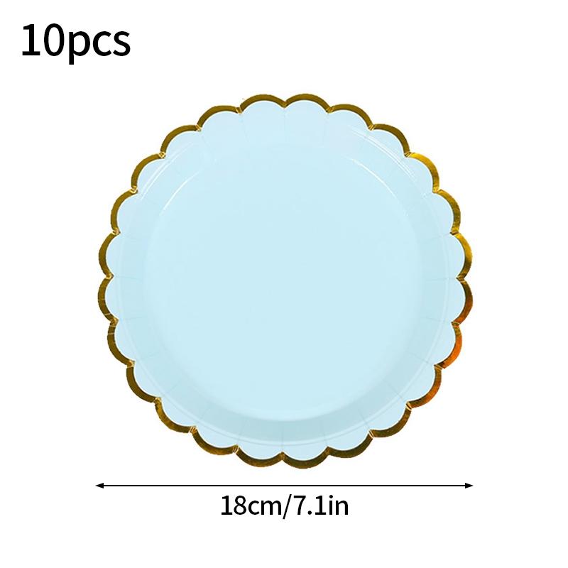 10pcs/set Disposable Birthday Tableware Cup Paper Plate Straws Birthday Party Wedding Decoration Kids Baby Shower Party Supplies