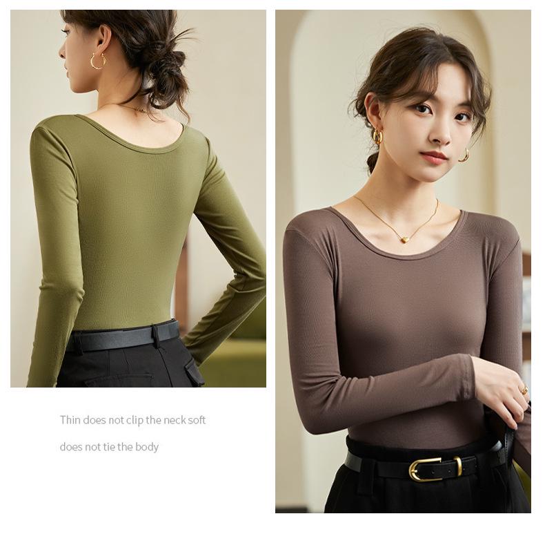 Женский термотоп Slim Fit с длинным рукавом и круглым вырезом для осени и зимы