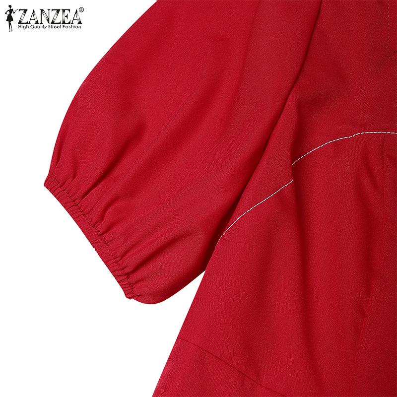 ZANZEA Женское повседневное летнее платье с квадратным вырезом и коротким рукавом