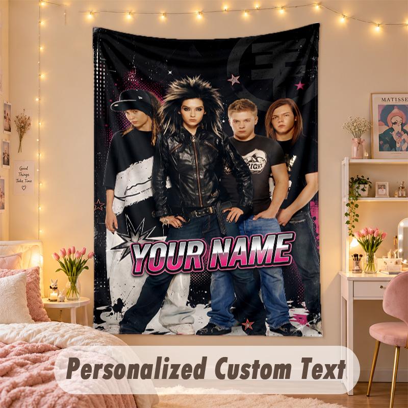 Custom Personalized Tapestry,Tokio Hotel Print Custom Name Text Wall Art Hanging for Bedroom