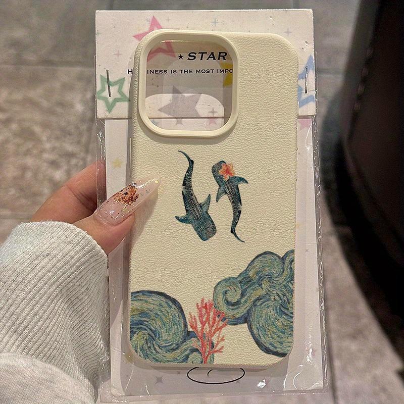 Чехол для телефона с узором «Кит и Кораллы», подходит для телефонов серий iPhone 17, 16, 15, Plus, Pro, Max - Идеально для подарка