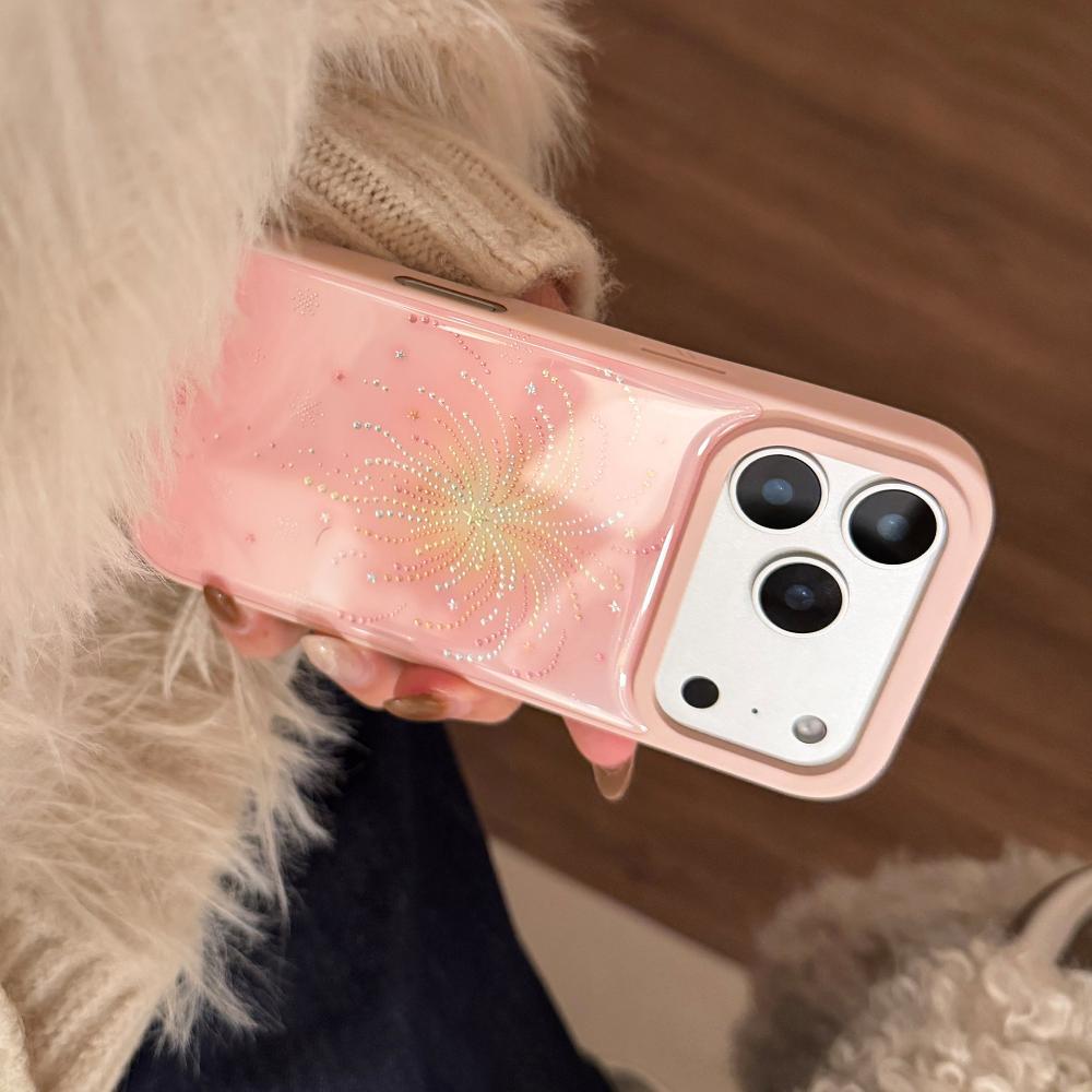 Чехол для iPhone 17 Pro Max Apple 16 «Розовый фейерверк», 15-дюймовый, Позолоченный, Новогодний атмосферой, Высококачественный защитный чехол