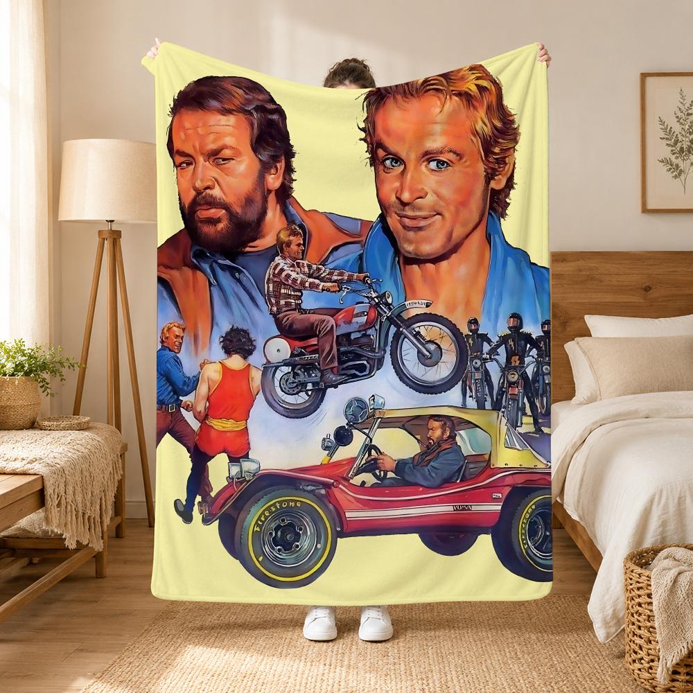 Terence Hill and Bud Spencer Actors Throw 240g flannel blanket, suitable for sofas, beds, offices,  exquisite gift blankets