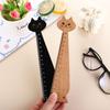 1PC Wooden Cute Cartoon Cat Household Straight Ruler Student Tools Sewing Ruler Drawing Ruler