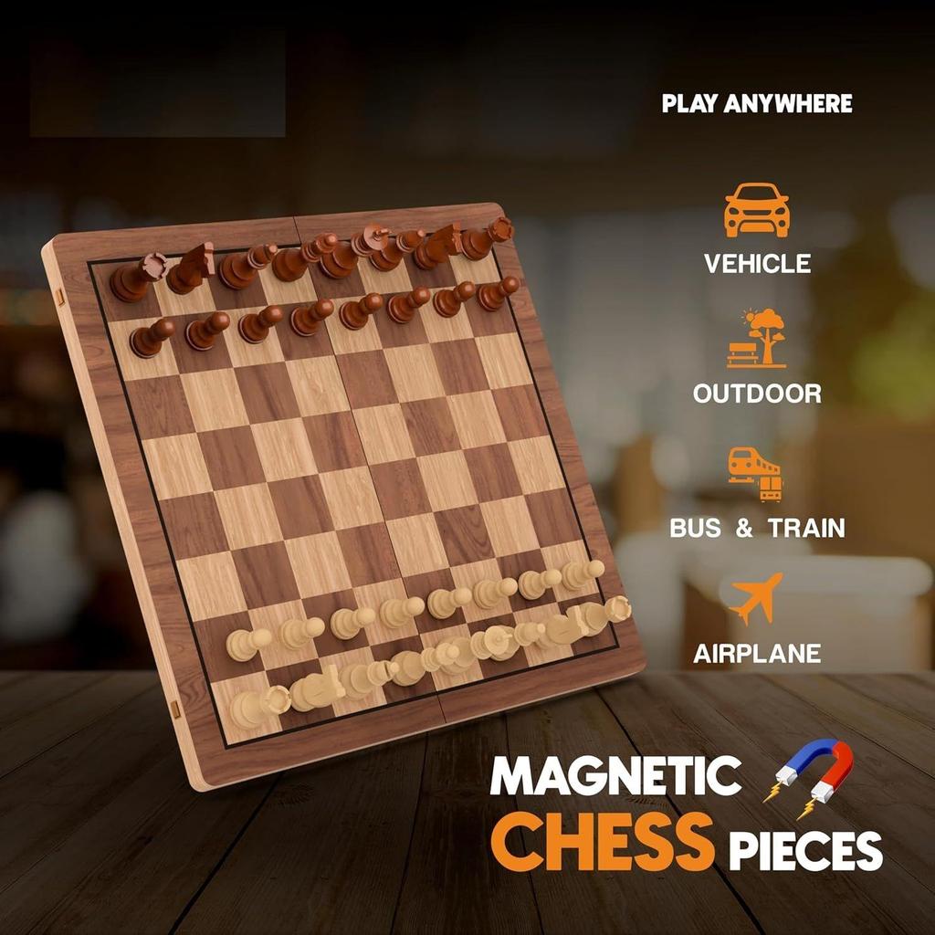 16 Inches Wooden Handcrafted Magnetic Chessboard Set|Tournament-Style Chess Set with Premium Build,Magnetic Pieces