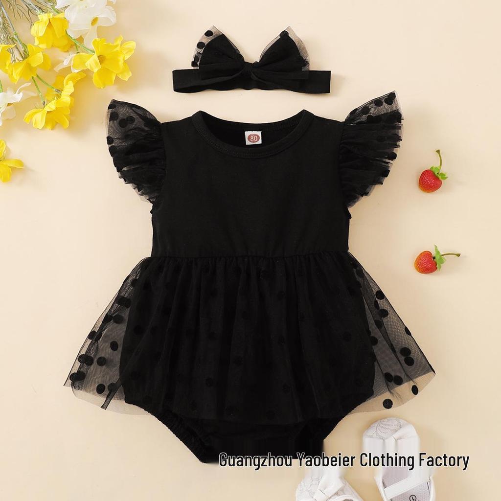 Summer Patchwork Mesh Sleeveless Romper for Baby Girls - Bestseller Triangle Bodysuit