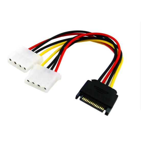 20 см удлинительный кабель питания SATA 15-контактный штекер на Molex IDE двойной 4-контактный штекерный адаптер для жесткого диска HDD