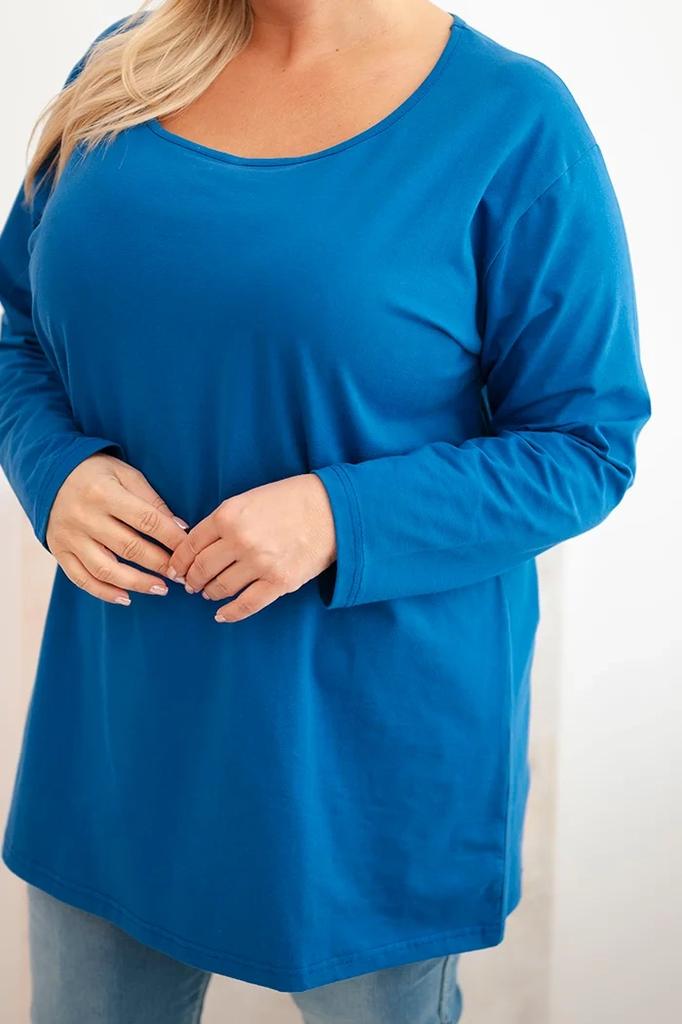 Женская блузка большого размера с вырезом-лодочкой, темно-синяя, 2XL/3XL