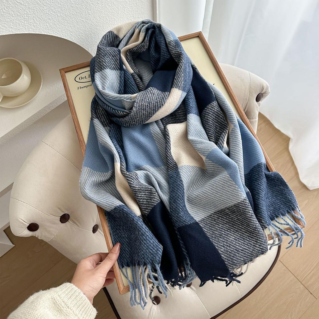 Classic Block High-end Shawl, Soft And Skin Friendly Tassel Plaid Scarf, Warm Couple Scarf