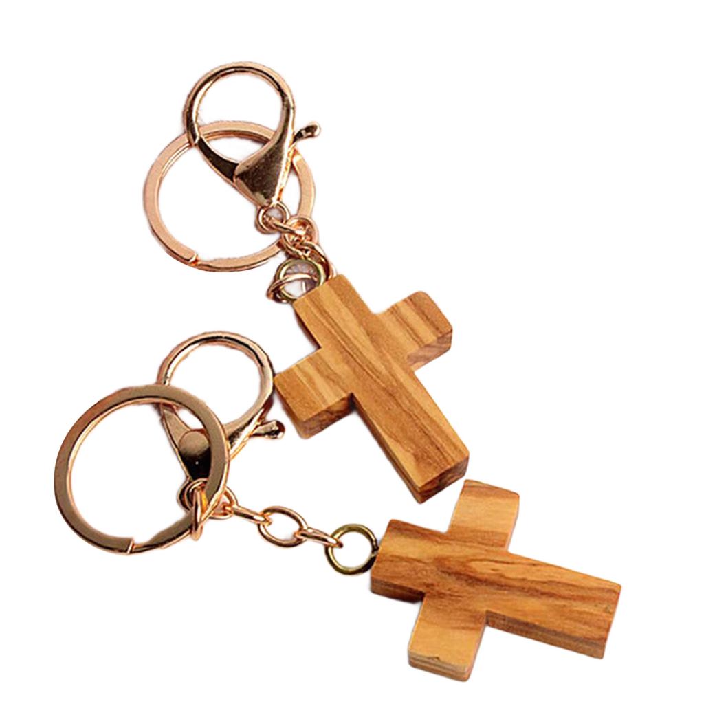 Christian Wooden Crosses Keychain Bag Pendant Keyring for Religious Devotees and Styles Lover Everyday Key Management