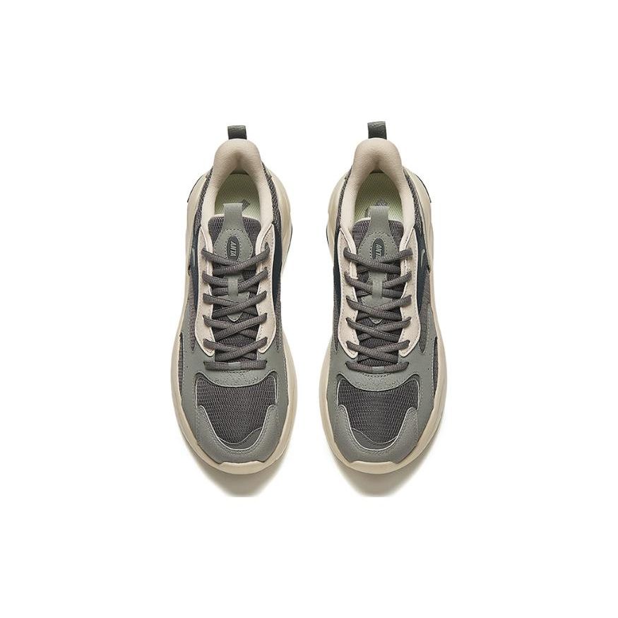 Anta Round Toe Lace-Up Versatile Shock Absorbing Wear-Resistant Low-Top Casual Shoes Men Sneaker Gray 112418813-3