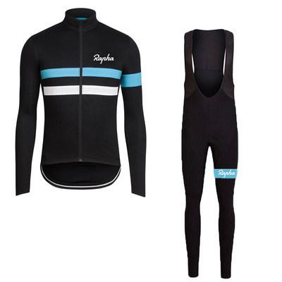Autumn/Winter Long-Sleeve Cycling Suit Set for Men, Quick-Dry Breathable Mountain Bike Riding Suspender Pants