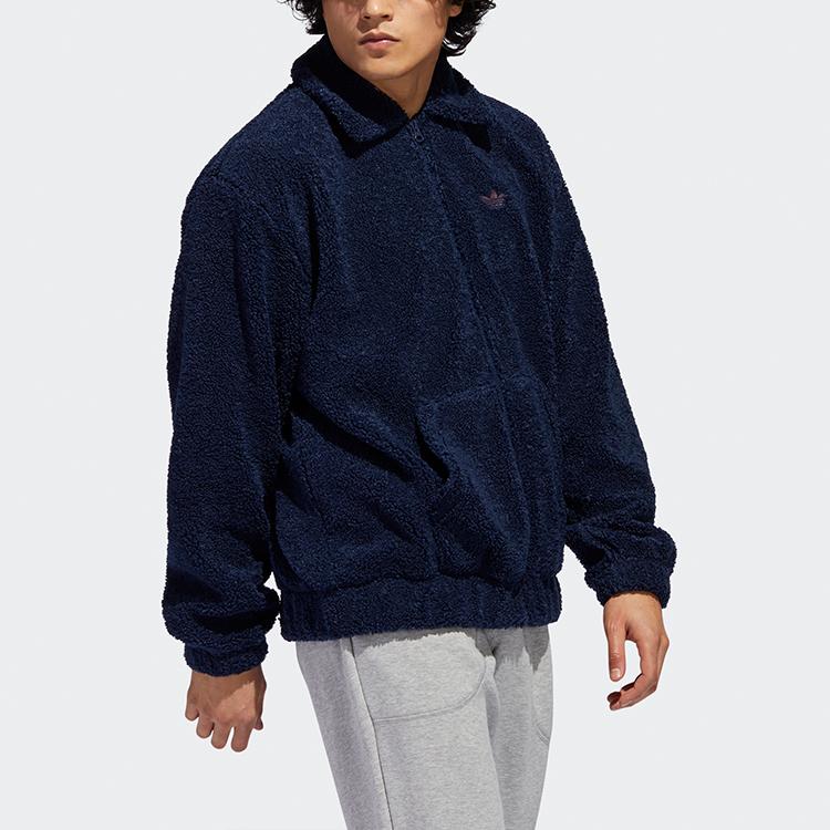Adidas Флисовая спортивная куртка с вышитым логотипом Originals, мужские куртки, темно-синие, GD3532