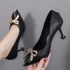 Women Classic Elegant Black Soft Pu Leather Slip On Stiletto Heel Shoes Lady Casual Comfort Summer Pumps Ga26