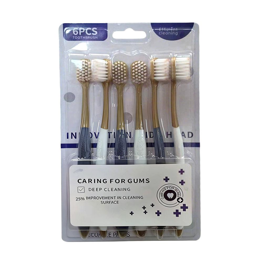 6pcs Soft Bristled Adult Toothbrush Wide Head Dense Silk Gentle on Gums Suitable for Men & Women Aesthetic Value