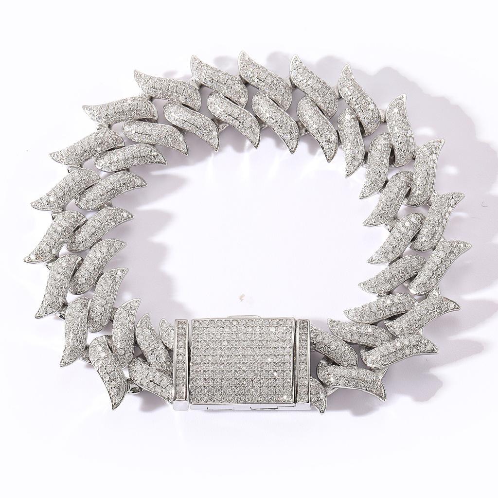 LEPAI Luxury 18mm Miami Buckle Spiked Thorns Cuban Bracelet Full of 5A Zircon Hip-Hop Accessories