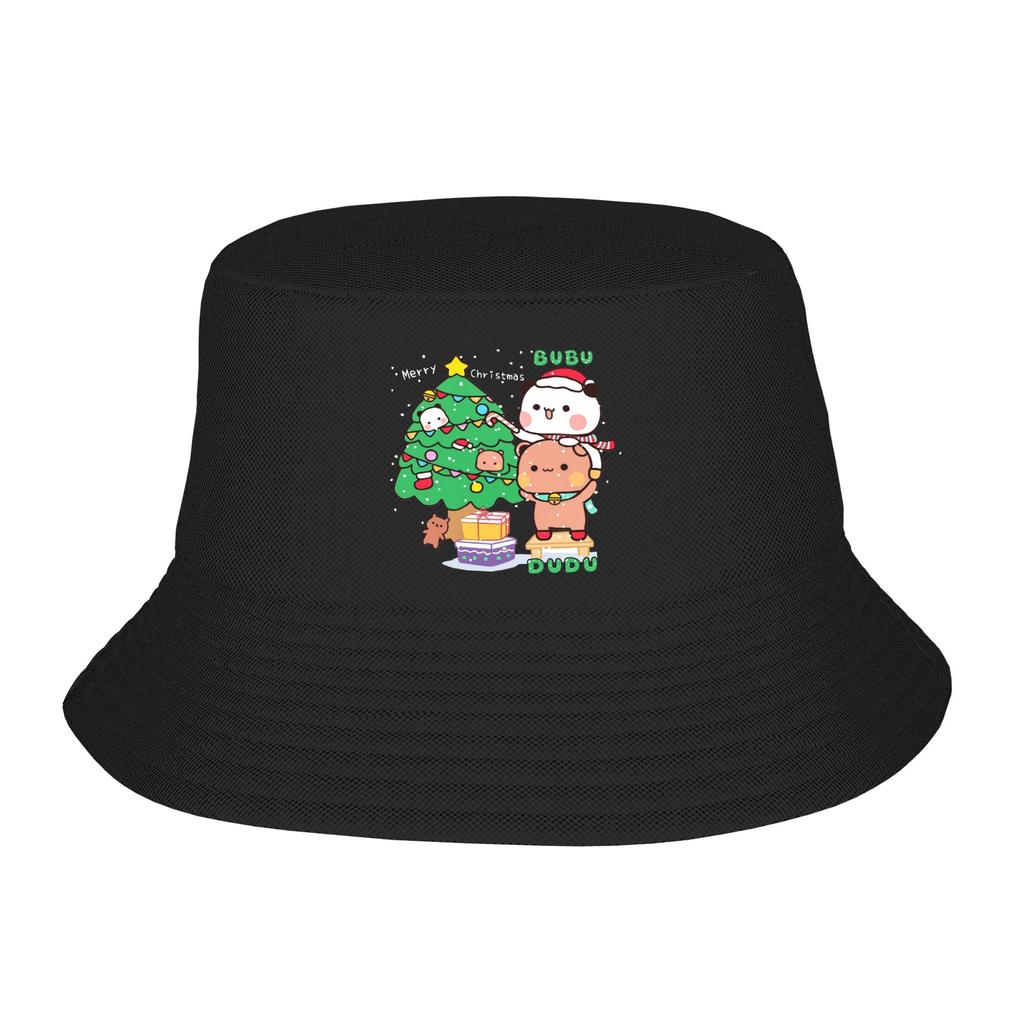 DuDu Bear and BuBu Panda Halloween Bucket Hats Summer Travel Headwear Stuff Kawaii Fishing Cap for Camping Teen Ispoti Hat