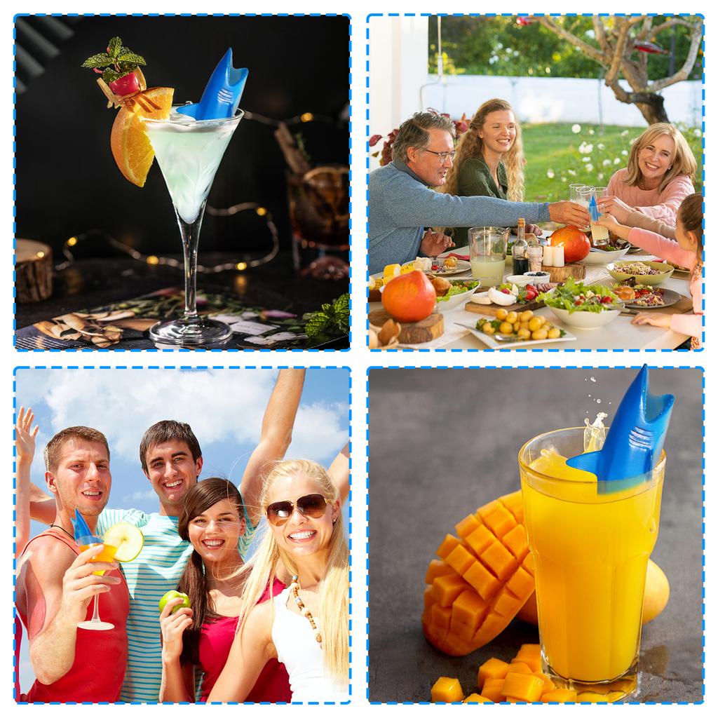 16Pcs PVC Shark for Drinking Reusable Hollow Shark Decor Filled Flavor Syrup for Cocktail Lemonade for Theme Party Ocean Animals