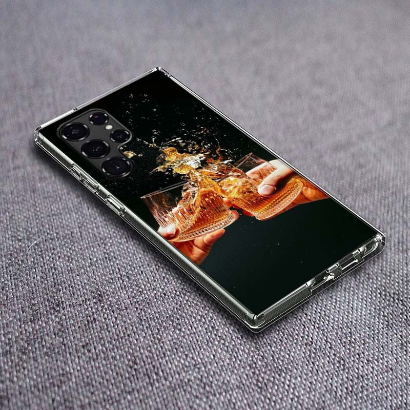 Прочный Чехол для Телефона с Виски и Сигаретами для Samsung Galaxy S24 S23 S21 S20 FE S22 S26 Ultra S25 Edge S10 Plus Прозрачный ТПУ