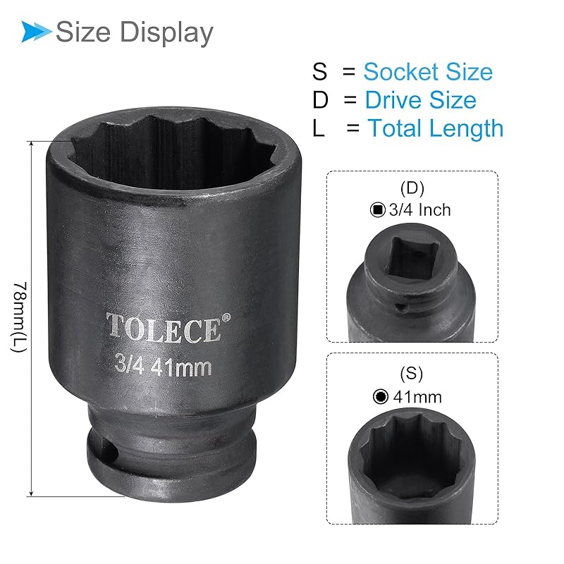 Глубокая ударная головка CoCud 3/4" привод 41 мм головка 78 мм длина CR-MO 12 углов - (заявка: Ремонт своими руками своими руками)