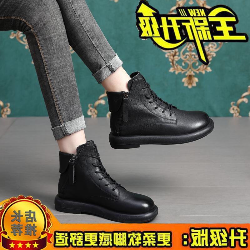 Новые осенне-зимние повседневные красные синие женские ботинки Martin с мягкой подошвой и плоским дном короткие ботинки из коровьей кожи с круглым носком ботинки в стиле ретро модные повседневные