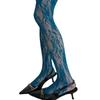 Spicy Girl Y2K Style Flower Mesh Socks Colorful Embroidered Hollow Out Women's Pantyhose Sexy Vintage Lace Long Socks
