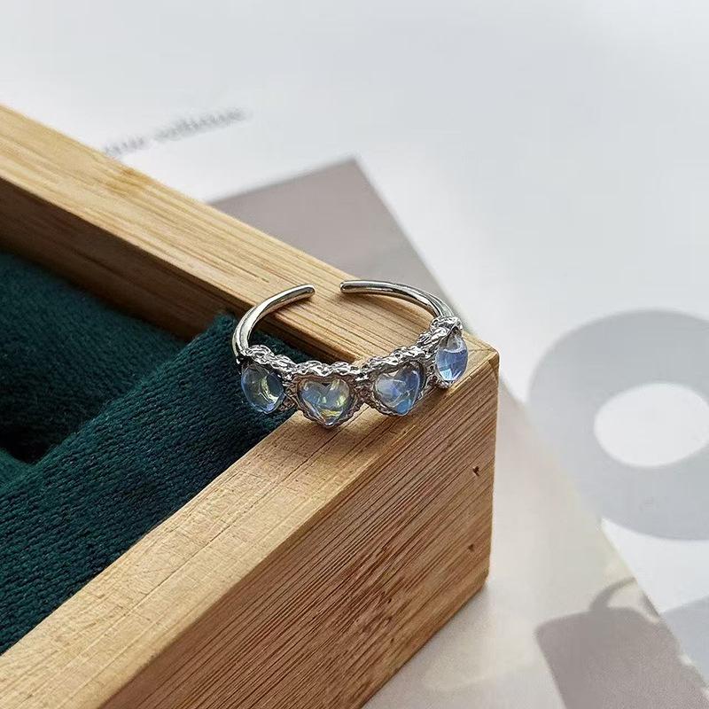 Нишевая текстура, инкрустированный лунный камень, циркон, высококлассный, с чувством индивидуальности, открытое ретро-кольцо, женское