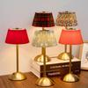 Metal Rechargeable Led Desk Lamp with Fabric Shade Wireless Dimmable Creative Mood Light Portable Touch Ambient Light for Living Room