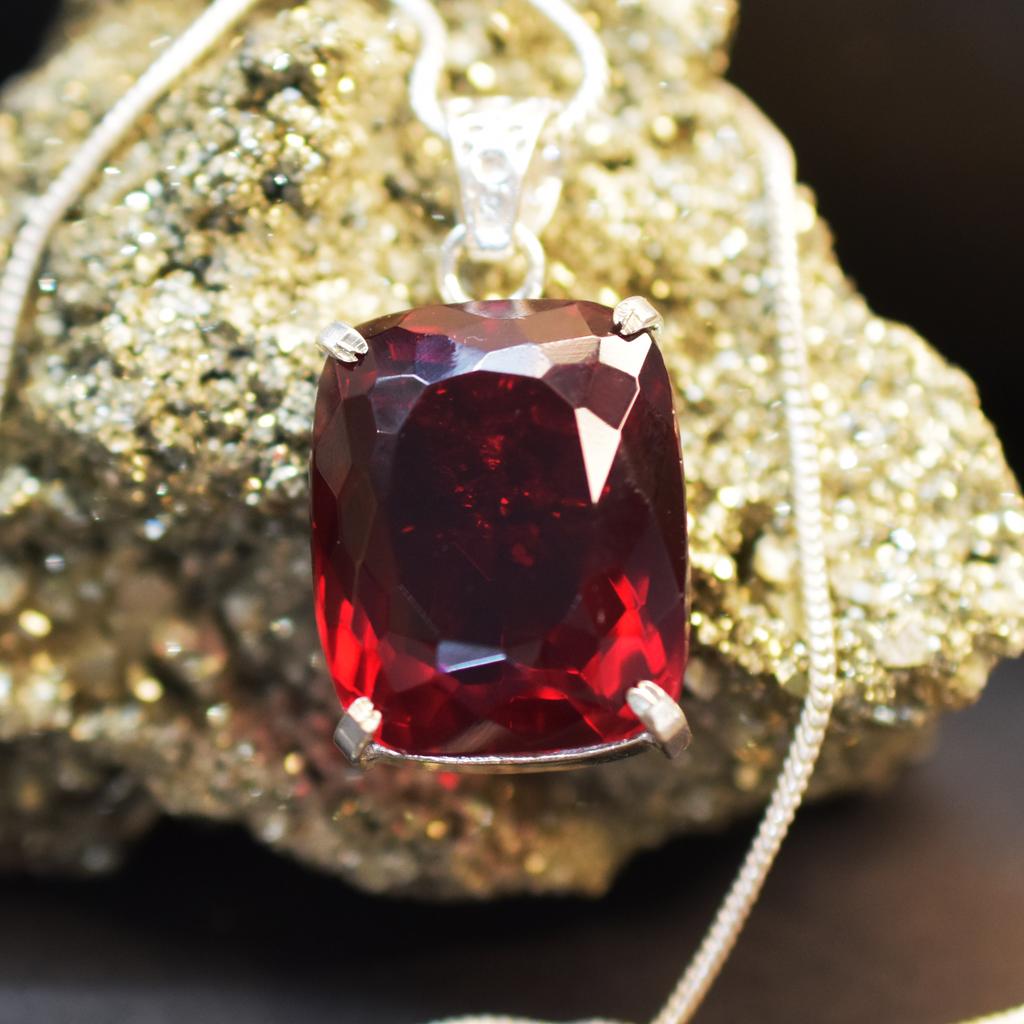 Подвеска из натурального серебра 925 пробы с красным топазом, огранка «кушон», 74,65 карата, сертифицированные драгоценные камни my-405-k