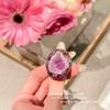 Винтажное Цветочное Кольцо с Фиолетовым Кубическим Цирконием Покрытие 18K Золото Регулируемое Открытое Кольцо Женское