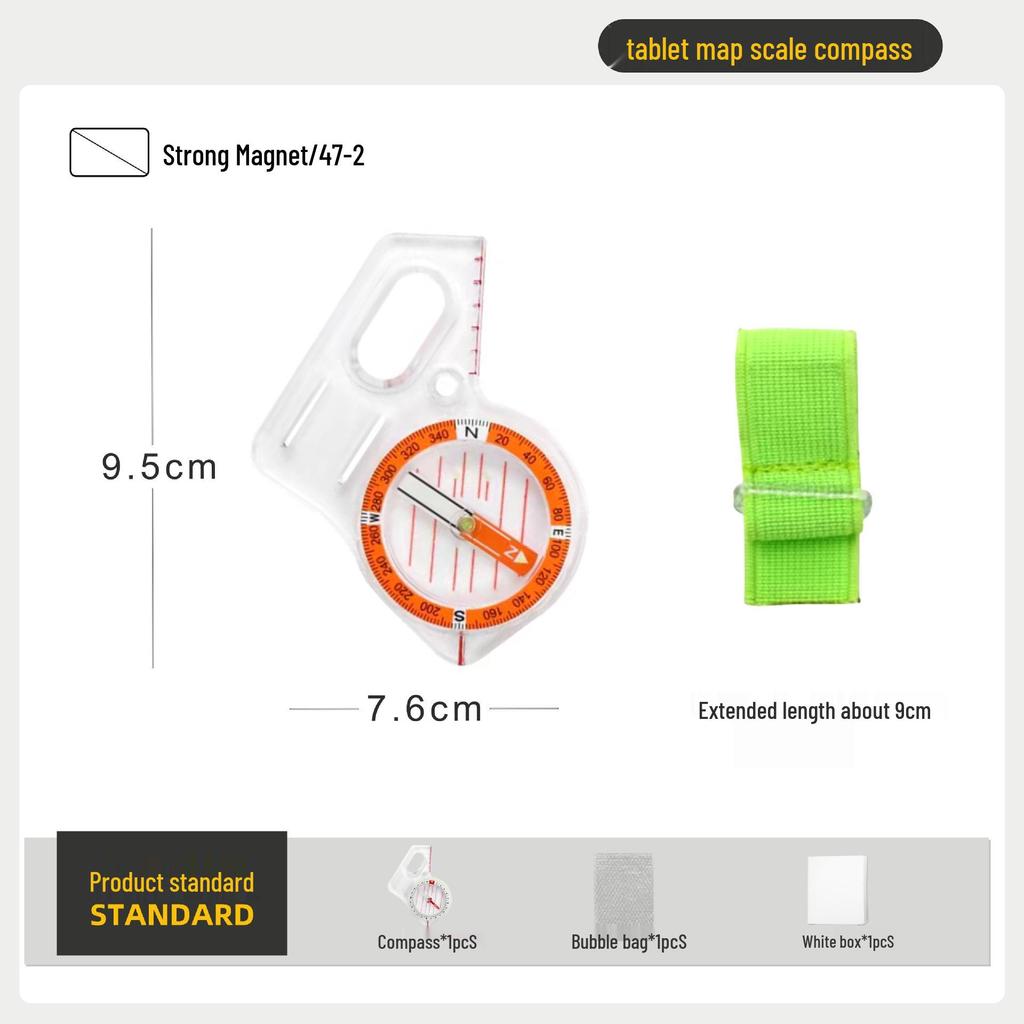 Thumb-Style Directional Compass with Map Scale - Quick North Alignment