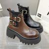 Европейские товары 2025 осень и зима новые ботинки Мартин на толстой подошве с увеличением роста в британском стиле женские маленькие ботинки Брок Челси