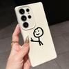 Samsung A07 A16 Xiaomi Redmi 13C 14C для iPhone 17 16 Pro Max Infinix Realme Чехлы для телефонов Мягкий коричневый Кожаный узор TPU Чехол NY49 Мультяшный Спичечный человечек