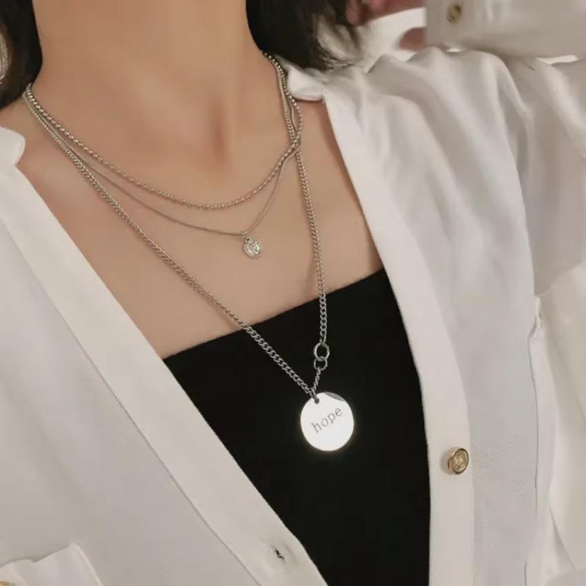 Модная титановая стальная цепочка-ожерелье женская Европа и Америка двойная ключичная цепочка хип-хоп свитер