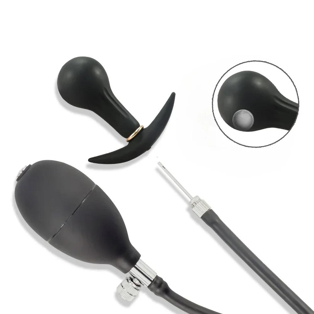 Надувная огромная анальная пробка со встроенным стальным шариком, женский вагинальный анальный дилататор, расширяемый силиконовый массажер простаты, секс-игрушки для мужчин