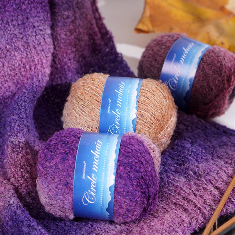 50G Секция Легкая Длинная Роскошная Пряжа Градиентной Окраски Теплый Мохер Мягкая Петля Пушистая