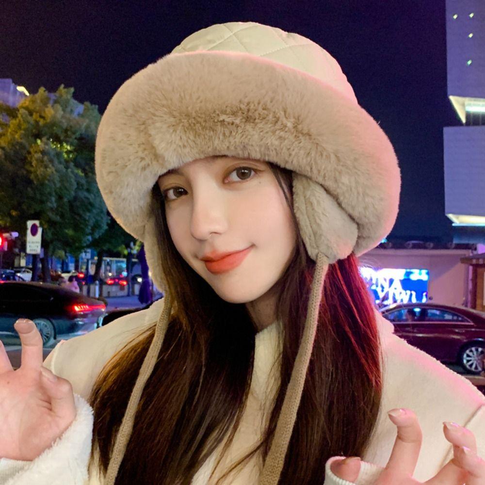 Keep Warm Women Winter Hat Fluffy Plush Fisherman Cap Casual Bucket Cap Autumn Winter