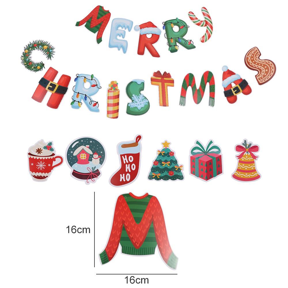 Cartoon Christmas Pull Flag Letter Merry Christmas Flag Multifunctional Christmas Banners  Bar