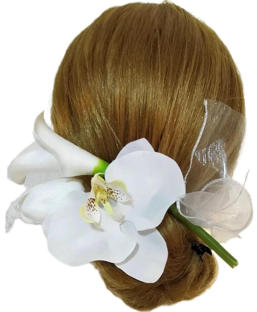 Large Hair Ornament Wedding Graduation Calla Lily Compatible with White Solid Wedding Kimono Compatible with All Hairstyles Also for and Updos Hair